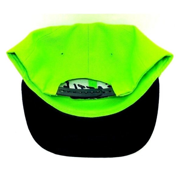 Seattle Seahawks Headlines Snapback Hat Cap Navy Blue & Neon Green (T11) - Picture 4 of 4